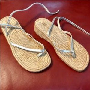 Espadrille flats, thin ankle strap, 8